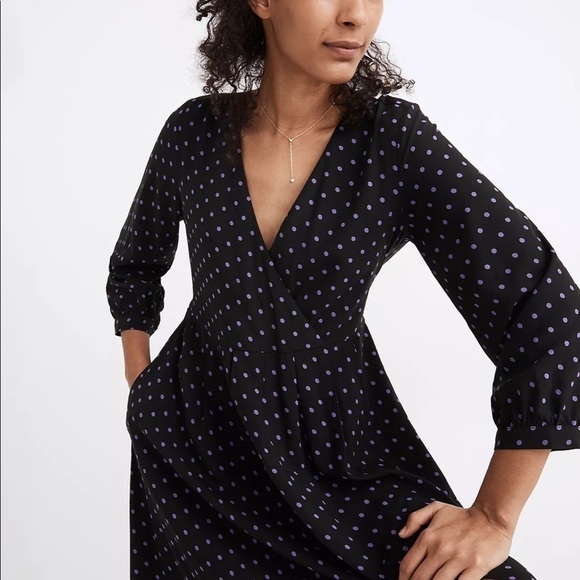 Madewell Faux-Wrap Midi Dress in Polka Dot - Picture 16 of 16